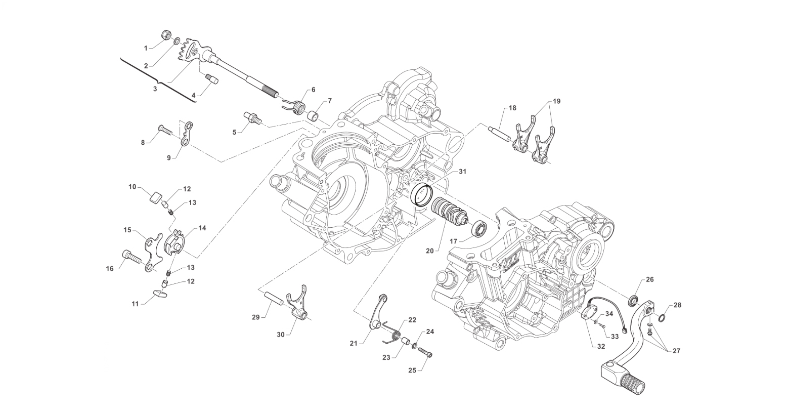 4T 250 FI MX FROM 2015 TO 2017 - ENGINE - GEARSHIFT MECHANISM